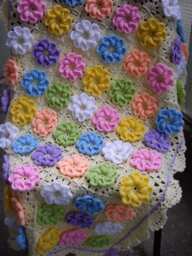 Granny Square Crochet Blanket Baby Crib - thumbnail 1