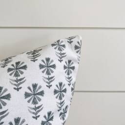 Piper -- Gray & White Floral Pillow Cover Neutral & Lumbar Grey - thumbnail 3
