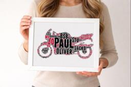 Personalised Motorbike Word Art Print Biker Gift, Wall Art, Bike Fan, Rider - thumbnail 1