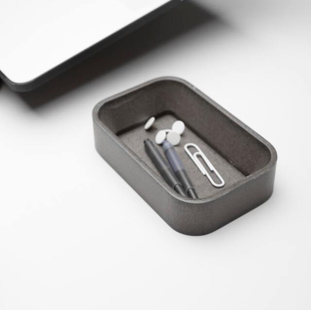 Grey & Red Wood Paper Clip Holder -Wooden Tray -Gray Desk Organizer -Office Accessories -Boyfriend Christmas Gift -Gift For Her - image 1