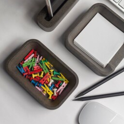 Grey & Red Wood Paper Clip Holder -Wooden Tray -Gray Desk Organizer -Office Accessories -Boyfriend Christmas Gift -Gift For Her - thumbnail 2