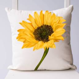 Sunflower Cushion , Botanical Plant Pillow Greenery Foliage Scatter Room Decor - Home - thumbnail 3