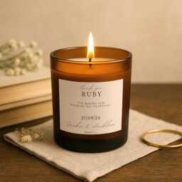 Wedding Date Candle - Personalised Engagement Or Save The Gift Custom Soy Keepsake Handmade For Couple UK - thumbnail 1