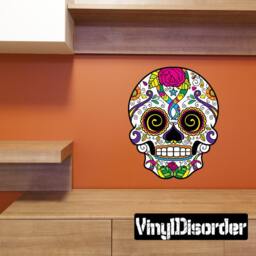 Sugar Skull Wall Decal - Fabric Vinyl Removable & Reusable Sugarskulluscolor052Et