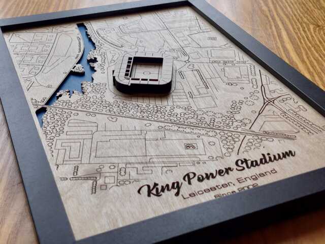 King Power Stadium Wall Art Laser Engraved Wood, Leicester City Fc Gift - image 1