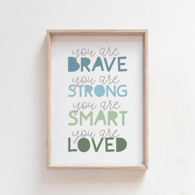 Daily Affirmation Print, Boys Nursery Prints, Quote, Bedroom Decor, Wall Art, You Are Loved, Playroom, Kids Art - image 1