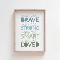 Daily Affirmation Print, Boys Nursery Prints, Quote, Bedroom Decor, Wall Art, You Are Loved, Playroom, Kids Art - thumbnail 1