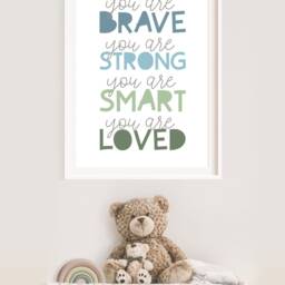 Daily Affirmation Print, Boys Nursery Prints, Quote, Bedroom Decor, Wall Art, You Are Loved, Playroom, Kids Art - thumbnail 3