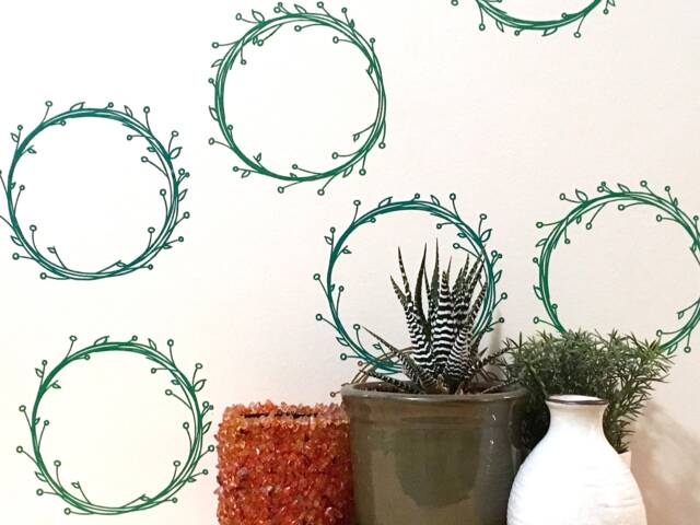 Floral Wreath Vinyl Wall Decals Botanical Nursery Decor - image 1