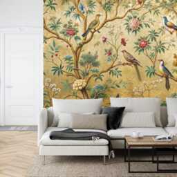 Chinoiserie Crane Wallpaper Mural, Spring Flowers Birds Art Print - thumbnail 2