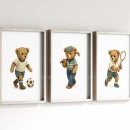 Vintage Classic Teddy Bear Sports Unframed Nursery Prints - thumbnail 2
