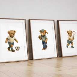 Vintage Classic Teddy Bear Sports Unframed Nursery Prints - thumbnail 3
