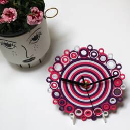 Desk Clock, Table Purple White Paper Accessories, Unusual Clock For Office Desk - thumbnail 2
