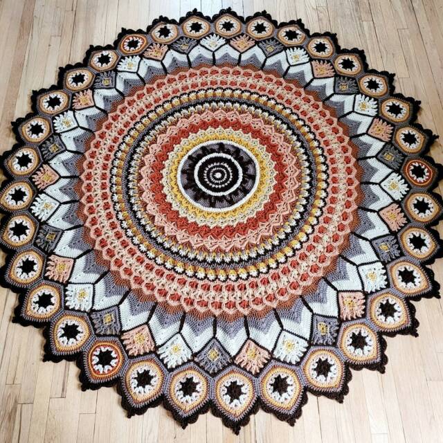 Mandala Blanket Peacock Plumes Afghan - image 1