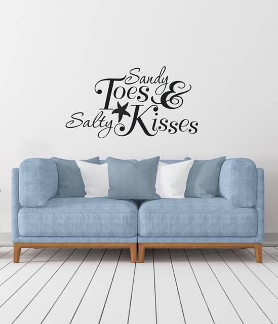 Sandy Toes & Salty Kisses Beach Decor, Decal, Starfish Wall House Decorations, Beachy Decor For Walls, Bathroom - image 1