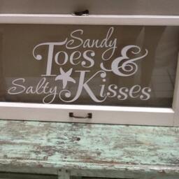 Sandy Toes & Salty Kisses Beach Decor, Decal, Starfish Wall House Decorations, Beachy Decor For Walls, Bathroom - thumbnail 3