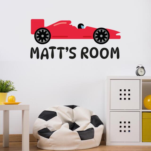 Racing Wall Sticker - Race Car Personalised Name & Colour Sports - image 1