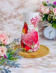 Handmade Decoupage Glass Vase, Butterfly Floral Design - thumbnail 1