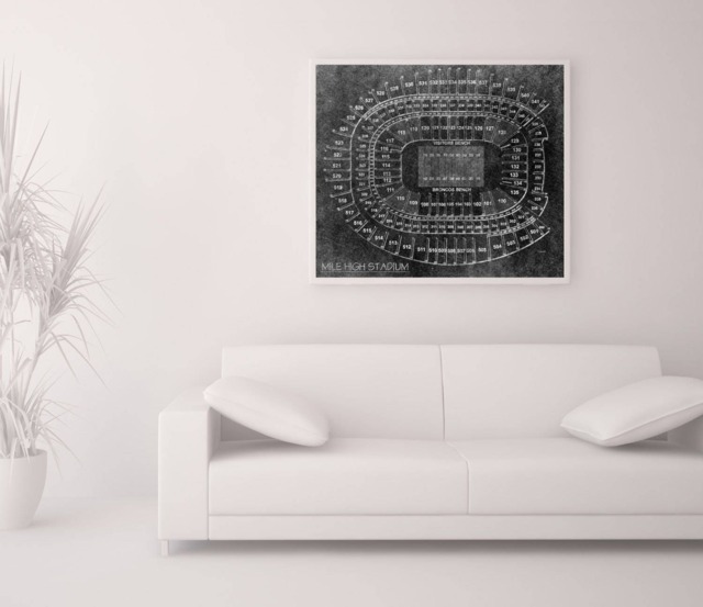 Vintage Mile High Stadium Seating Chart Print Photo, Matte, Or Canvas - image 1