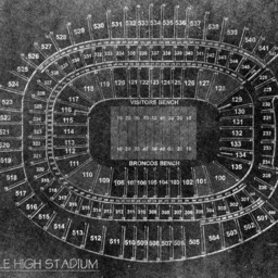 Vintage Mile High Stadium Seating Chart Print Photo, Matte, Or Canvas - thumbnail 3