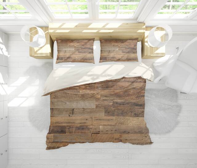 3D Wood Grain Duvet Cover Set, Natural Bedding - image 1