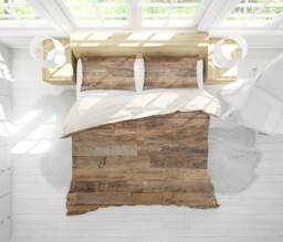 3D Wood Grain Duvet Cover Set, Natural Bedding