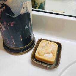 Amber Celadon & Fern Green Hand Made Pottery Soap Dish - thumbnail 3