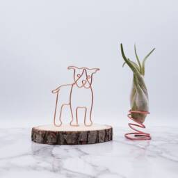 Pitbull Wire Sculpture, Personalized Dog Memorial, Desk Decor - thumbnail 2