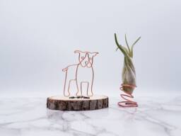 Pitbull Wire Sculpture, Personalized Dog Memorial, Desk Decor