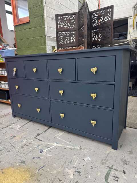 Large Painted Chest Of Drawers Merchant Navy Gold Elephant Handles - image 1