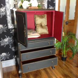 Hand Painted Vintage Tallboy Cabinet - Solid Wood Chest Of Drawers - thumbnail 2