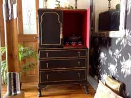 Hand Painted Vintage Tallboy Cabinet - Solid Wood Chest Of Drawers