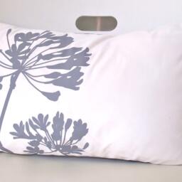 Cardinal Agapanthus Pillow Grey Print On Off-White Cotton - 12x18 - thumbnail 2