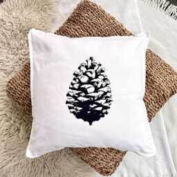 Cotton Pillowcase With Pine Cones, Hand-Printed, Screen-Printed, Cotton Pillowcase, Christmas Decoration, 50 X cm - thumbnail 1