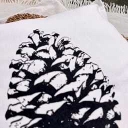 Cotton Pillowcase With Pine Cones, Hand-Printed, Screen-Printed, Cotton Pillowcase, Christmas Decoration, 50 X cm - thumbnail 3