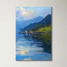 Norwegian Fjord Fishing Boat 3 Panel Split Canvas Wall Art Nordic Landscape Impressionist Coastal Oil Painting Framed Home Decor - thumbnail 4