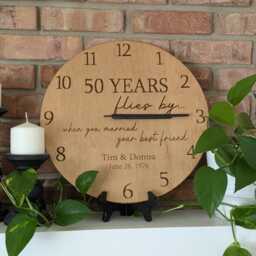 Personalized Engraved Wooden Wall Clock Custom Decor For Weddings, Anniversaries, Retirement & Office - thumbnail 2