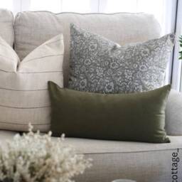 Olive Lumbar Pillow Cover, Throw Pillow, Dark Green Lumbar, Cushion - thumbnail 2