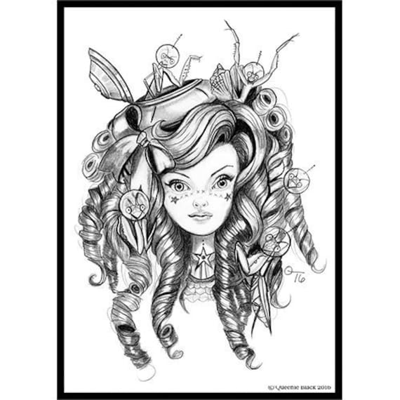 Alien Girl Parody Art 5x7 Art Card Painting Illustraion Drawing - image 1