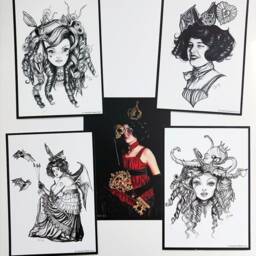 Alien Girl Parody Art 5x7 Art Card Painting Illustraion Drawing - thumbnail 2