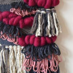 Woven Wall Hanging, Pink Contemporary Weaving, Bohemian Nursery Decor, Tapestry, Fibre Art, Textile Art - thumbnail 3