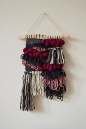 Woven Wall Hanging, Pink Contemporary Weaving, Bohemian Nursery Decor, Tapestry, Fibre Art, Textile Art