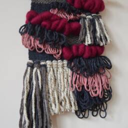 Woven Wall Hanging, Pink Contemporary Weaving, Bohemian Nursery Decor, Tapestry, Fibre Art, Textile Art - thumbnail 2