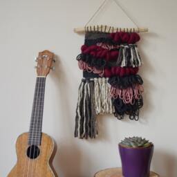 Woven Wall Hanging, Pink Contemporary Weaving, Bohemian Nursery Decor, Tapestry, Fibre Art, Textile Art - thumbnail 4