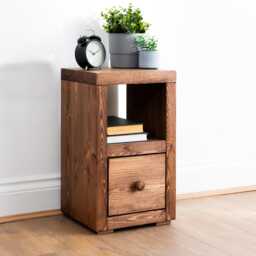 Solid Wood Slim Bedside Table - Reclaimed Timber Style