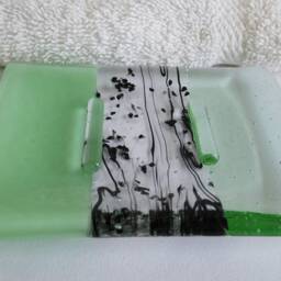 Fused Glass Soap Dish in Mint & Pale Green - thumbnail 2