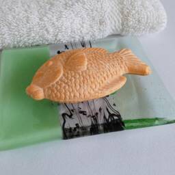 Fused Glass Soap Dish in Mint & Pale Green - thumbnail 4