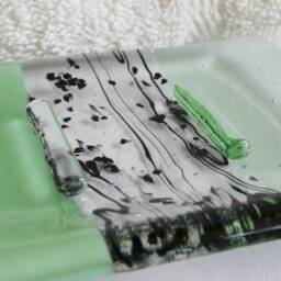 Fused Glass Soap Dish in Mint & Pale Green - thumbnail 3