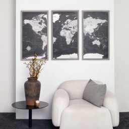 Wooden World Map Wall Art Travel With Pins, Framed 5Th Anniversary Gift Apartment Decor, Push Pin Hanging - thumbnail 2