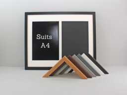Multi Aperture Photo Frame. Holds Two A4 Sized Photos. 40x50cm. Wooden Collage Ideal For Two Certificates